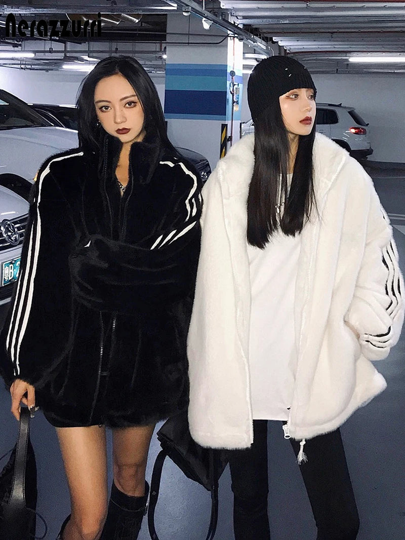 Zip up Oversized Soft Warm Fluffy Faux Fur Jacket 