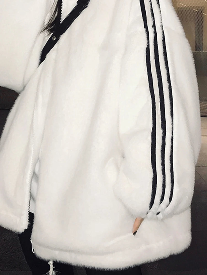 Zip up Oversized Soft Warm Fluffy Faux Fur Jacket 