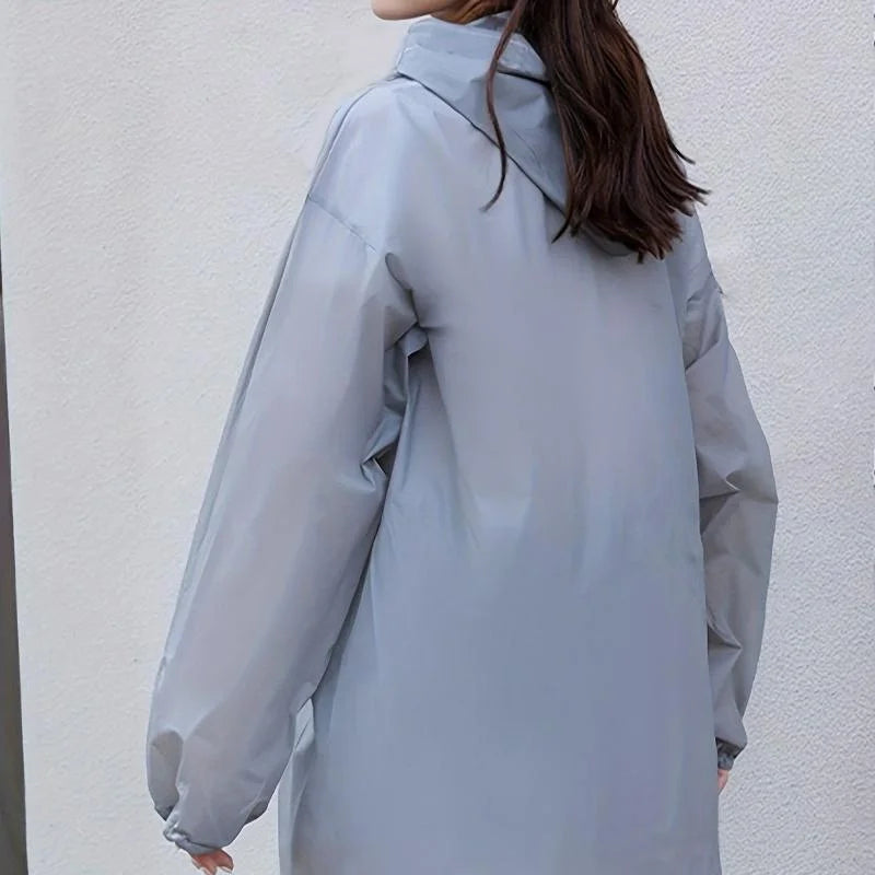 Lightweight Reusable Hooded Raincoat for Women 
