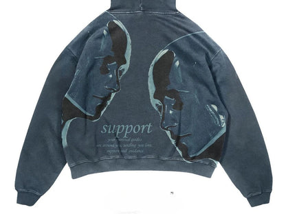 Trendy American Street Goth Hooded Shirt for Men - Retro Y2K Harajuku Style with Bold Letter Print