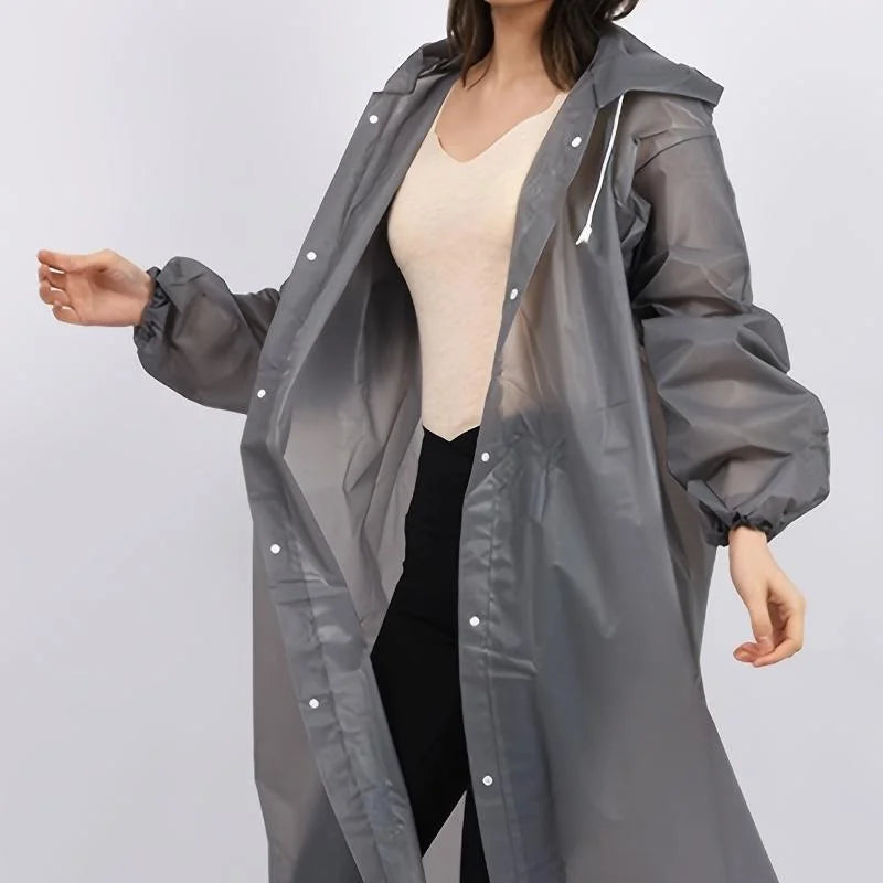Lightweight Reusable Hooded Raincoat for Women 