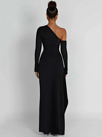 Oblique Shoulder Maxi Long Dress Vestidos