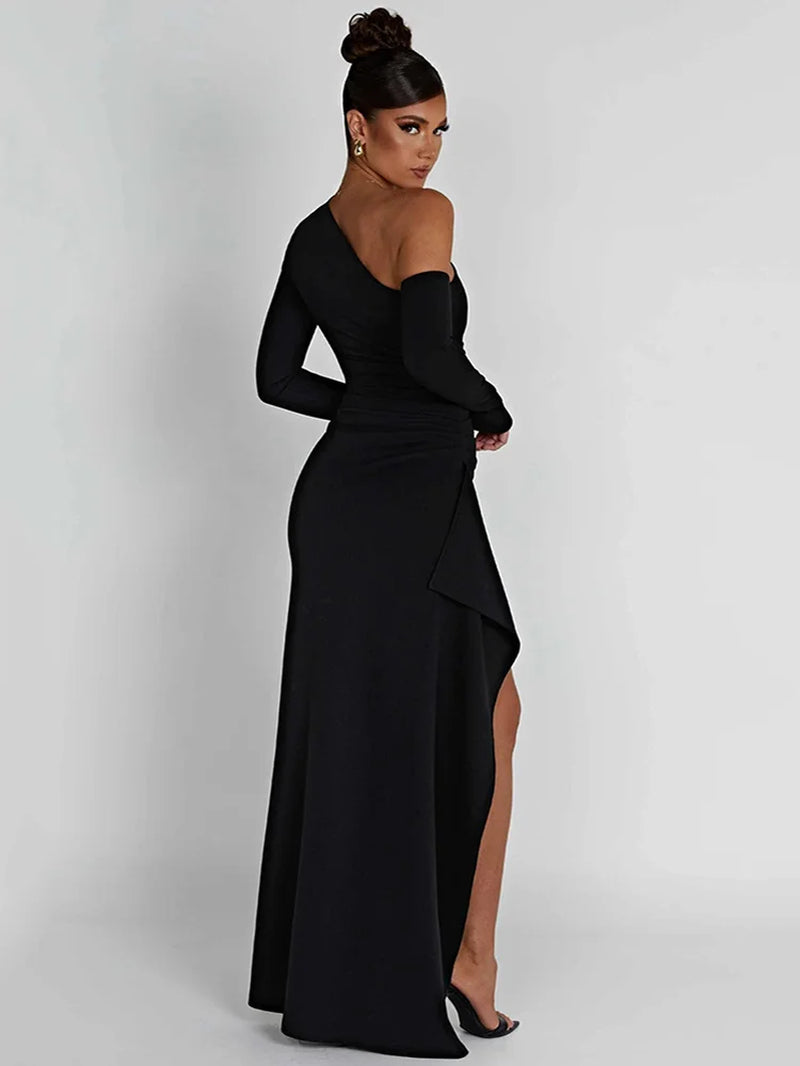 Oblique Shoulder Maxi Long Dress Vestidos