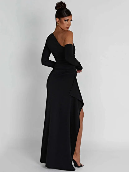 Oblique Shoulder Maxi Long Dress Vestidos