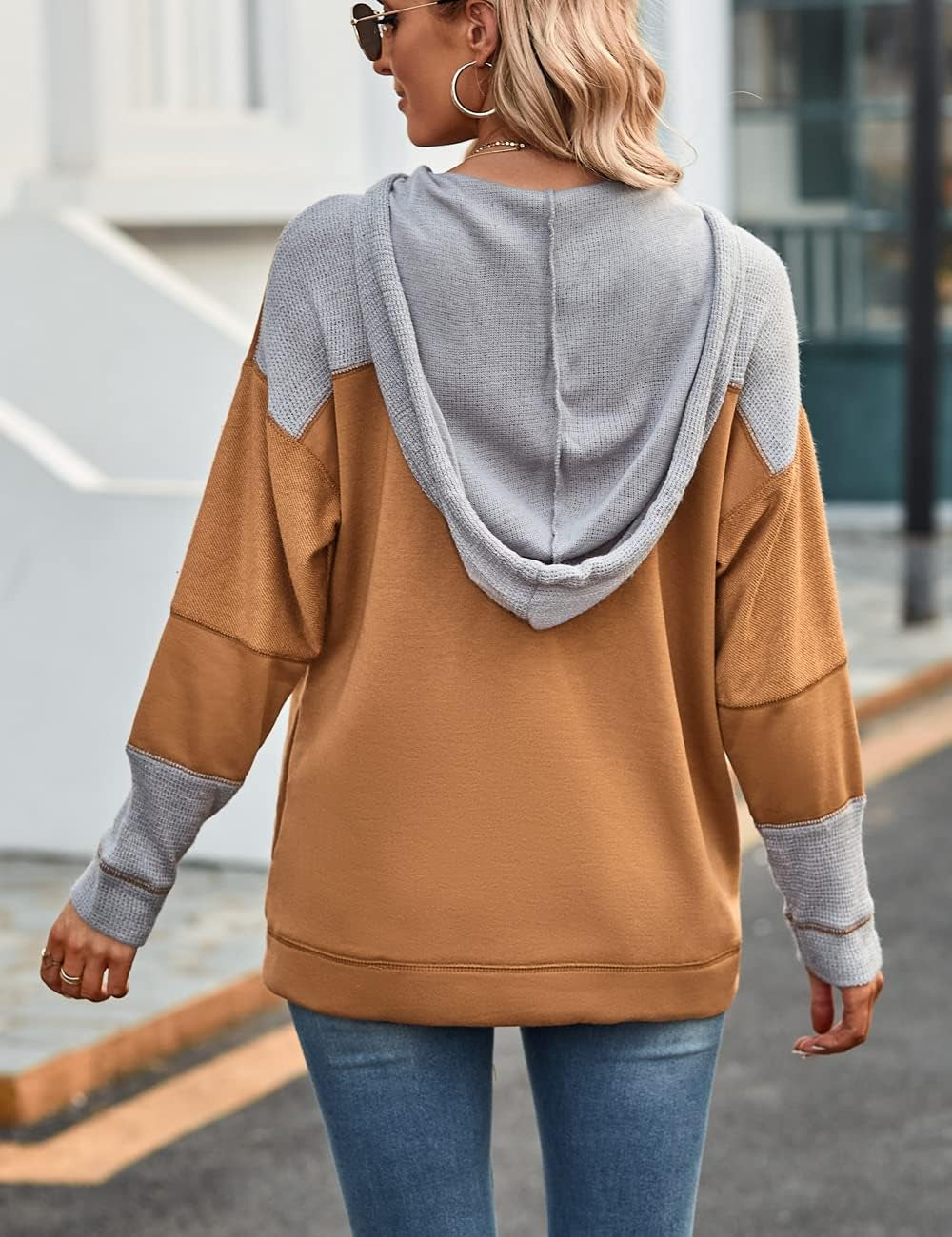 Women'S Oversized Color Block Long Sleeve 