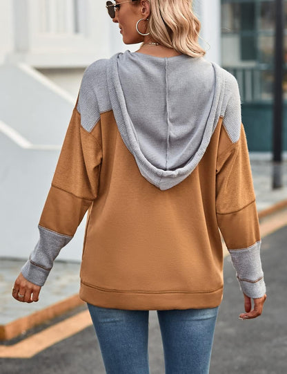 Women'S Oversized Color Block Long Sleeve 