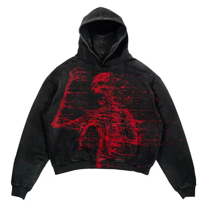Trendy American Street Goth Hooded Shirt for Men - Retro Y2K Harajuku Style with Bold Letter Print