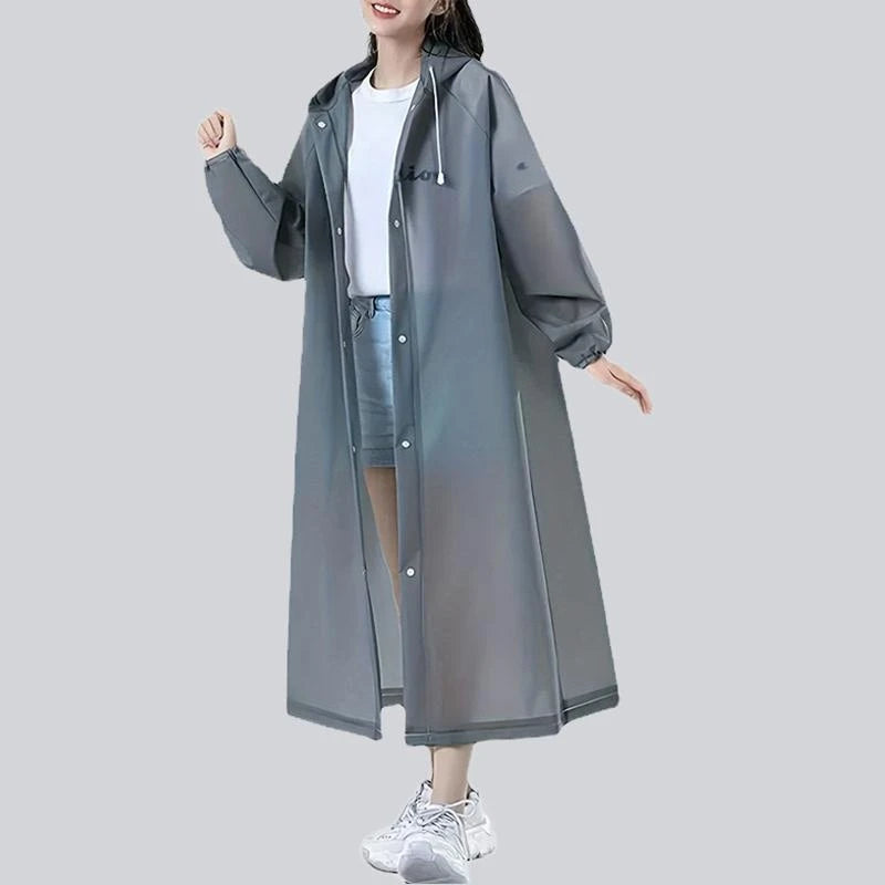 Lightweight Reusable Hooded Raincoat for Women 