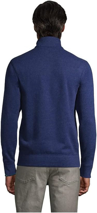 Men's Bedford Rib Quarter Zip Pullover in Medium Denim Heather, Regular Fit, Size X-Large