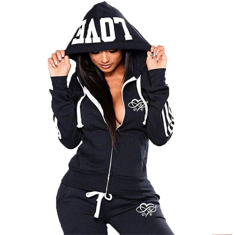 Women Tracksuit Set Hoodies+Sweatpants