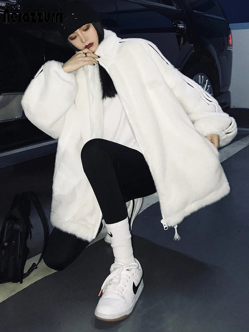 Zip up Oversized Soft Warm Fluffy Faux Fur Jacket 