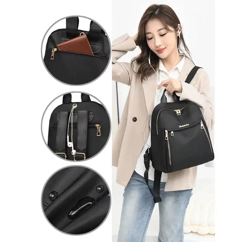 Simple Black Large Capacity Harajuku Style Backpack